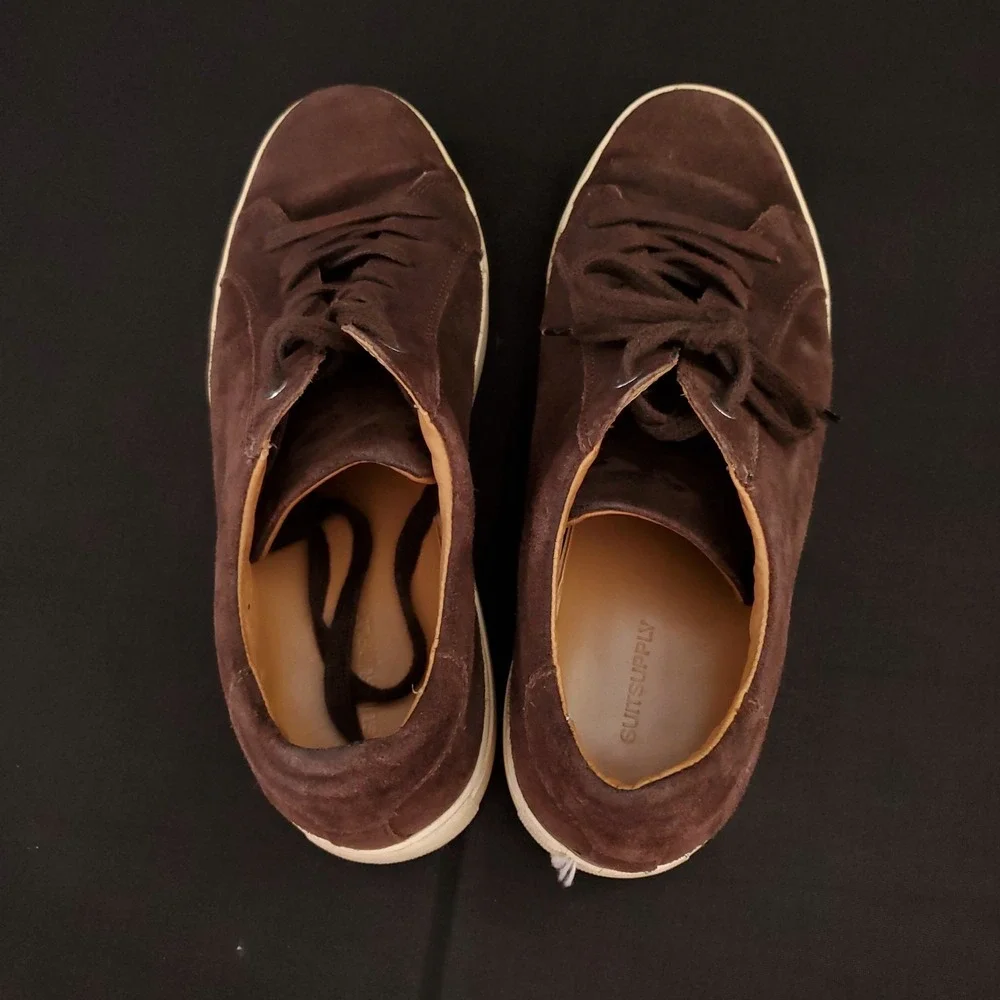 Suitsupply Shoes Men's Low Top Leather Sneakers Brown Luxury Brand Casual SIze 8